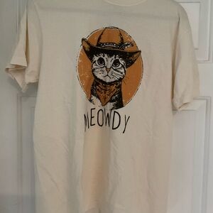 Comfort Colors Cream Cat Tee with Cowboy Design